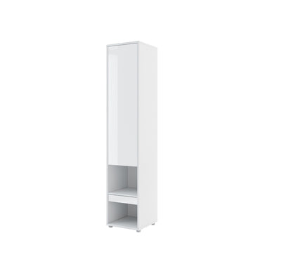 BC-07 Tall Storage Cabinet for Vertical Wall Bed Concept [White Gloss] - White Background