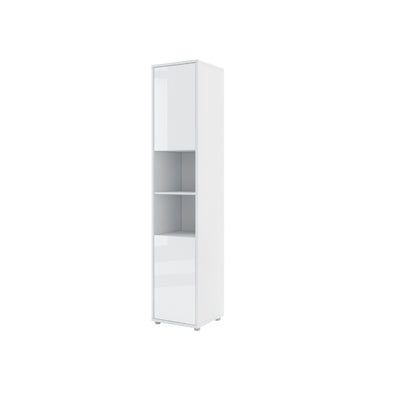 BC-08 Tall Storage Cabinet for Vertical Wall Bed Concept [White Gloss] - White Background