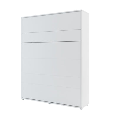 BC-12 Vertical Wall Bed Concept 160cm With Storage Cabinets and LED [White Matt] - White Background