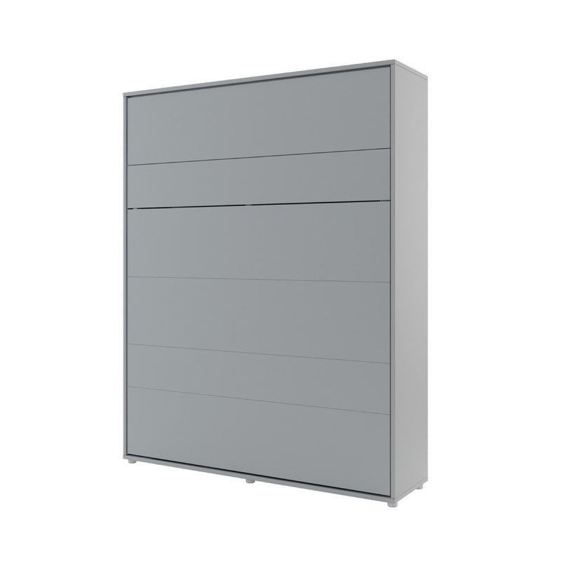 BC-12 Vertical Wall Bed Concept 160cm With Storage Cabinets and LED [Grey] - White Background