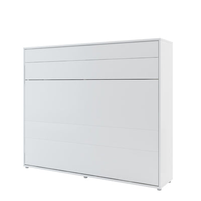 BC-14 Horizontal Wall Bed Concept 160cm With Storage Cabinet [White Matt] - White Background