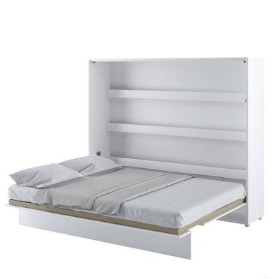 BC-14 Horizontal Wall Bed Concept 160cm With Storage Cabinet [White Matt] - White Background 2