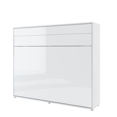BC-14 Horizontal Wall Bed Concept 160cm [White Gloss] - White Background