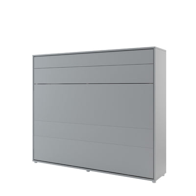 BC-14 Horizontal Wall Bed Concept 160cm With Storage Cabinet [Grey] - White Background