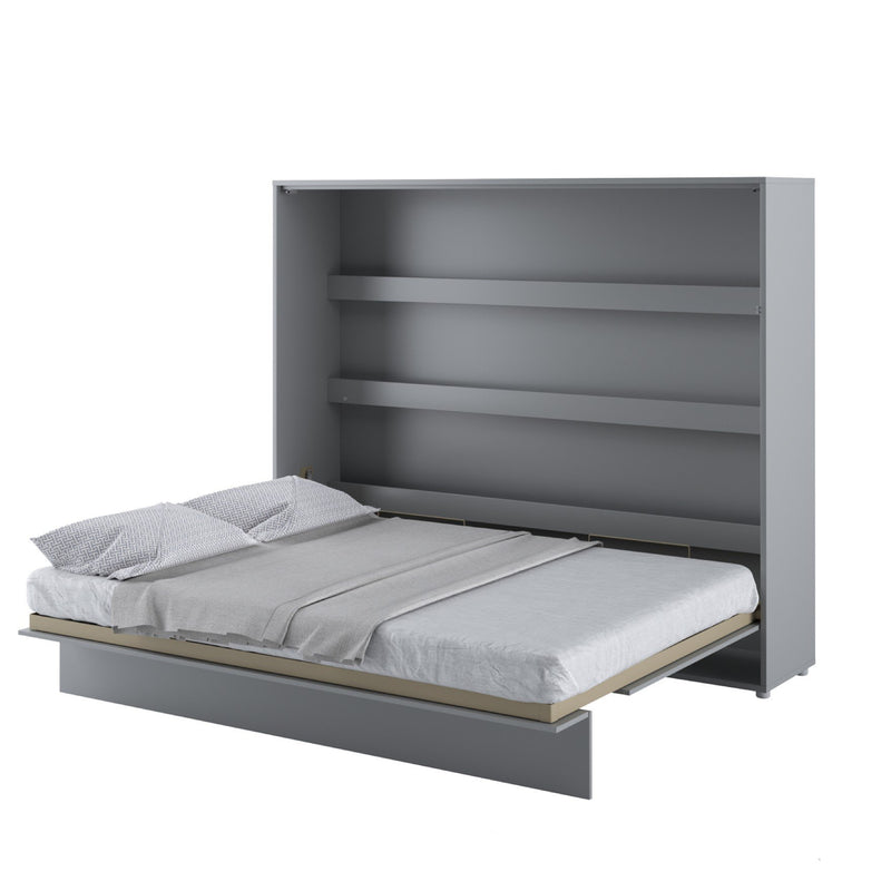 BC-14 Horizontal Wall Bed Concept 160cm With Storage Cabinet [Grey] - White Background 2