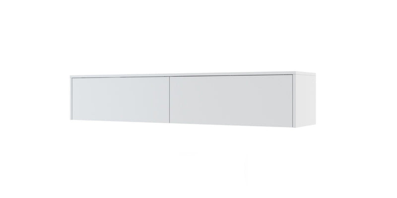 BC-14 Horizontal Wall Bed Concept 160cm With Storage Cabinet [White Matt] - Storage Cabinet Image 