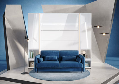 BC-18 Upholstered Sofa For BC-01 Vertical Wall Bed Concept 140cm [Navy] - Lifestyle Image