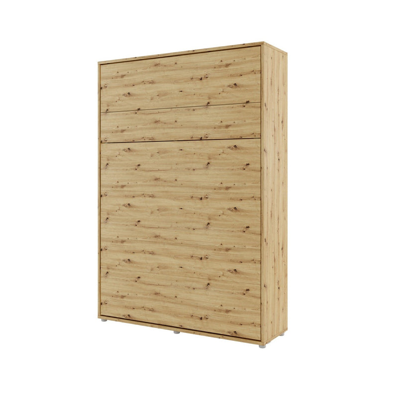 BC-01 Vertical Wall Bed Concept 140cm With Storage Cabinets and LED [Oak] - White Background