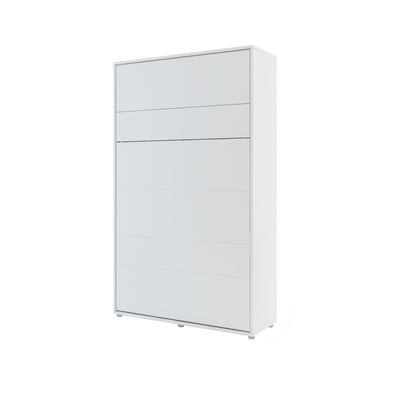 BC-02 Vertical Wall Bed Concept 120cm With Storage Cabinets and LED [White Matt] - White Background