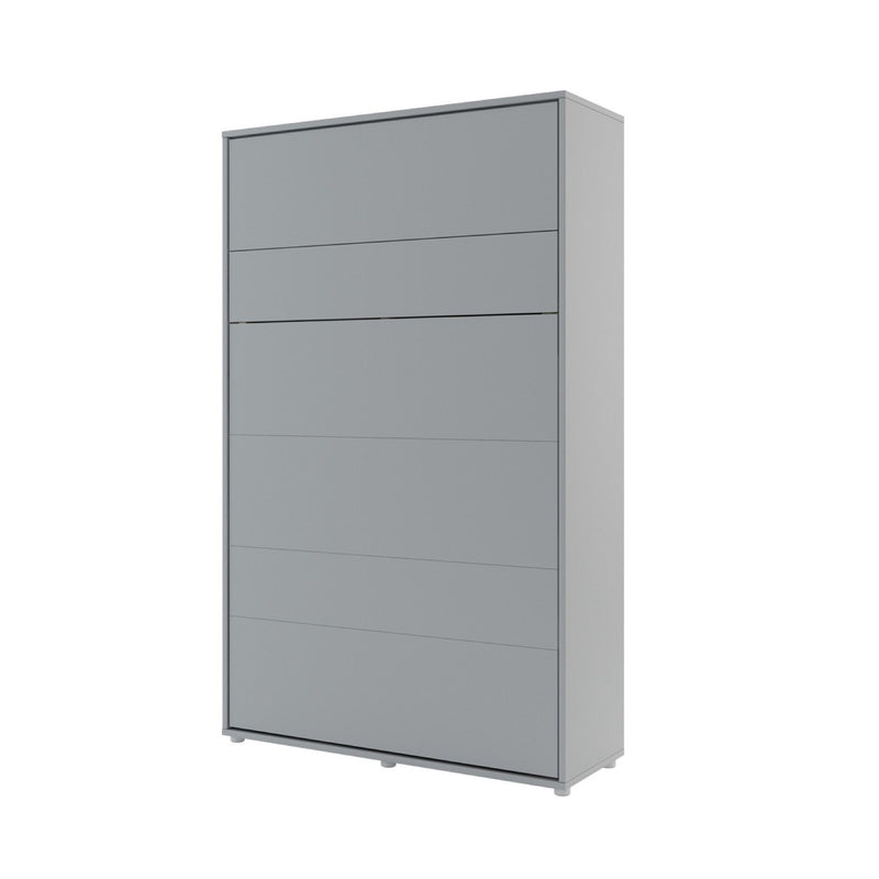 BC-02 Vertical Wall Bed Concept 120cm With Storage Cabinets and LED [Grey] - White Background