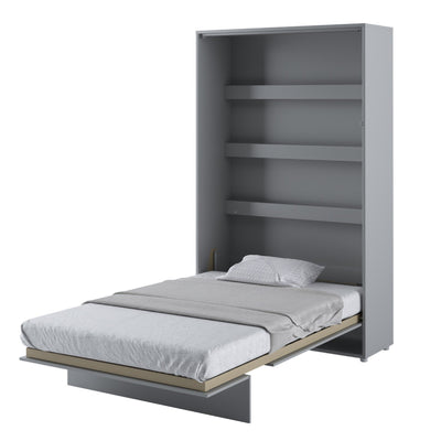BC-02 Vertical Wall Bed Concept 120cm With Storage Cabinets and LED [Grey] - Interior Image 