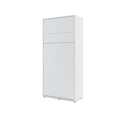 BC-03 Vertical Wall Bed Concept 90cm With Storage Cabinets and LED [White Matt] - White Background