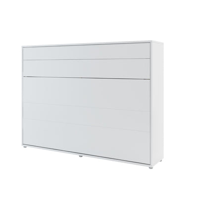 BC-04 Horizontal Wall Bed Concept 140cm With Storage Cabinet [White Matt] - White Background
