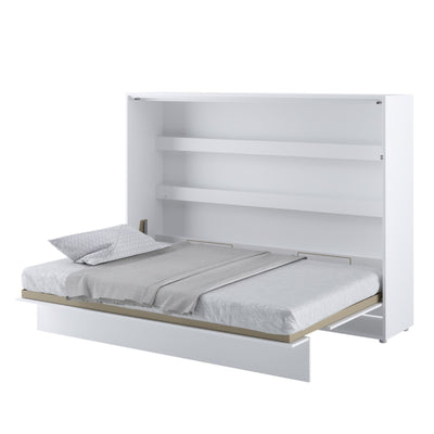 BC-04 Horizontal Wall Bed Concept 140cm With Storage Cabinet [White Matt] - White Background 2