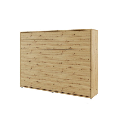 BC-04 Horizontal Wall Bed Concept 140cm With Storage Cabinet [Oak] - White Background