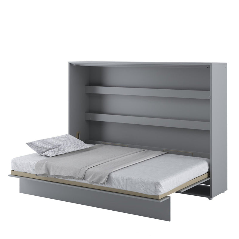 BC-04 Horizontal Wall Bed Concept 140cm With Storage Cabinet [Grey] - White Background 2