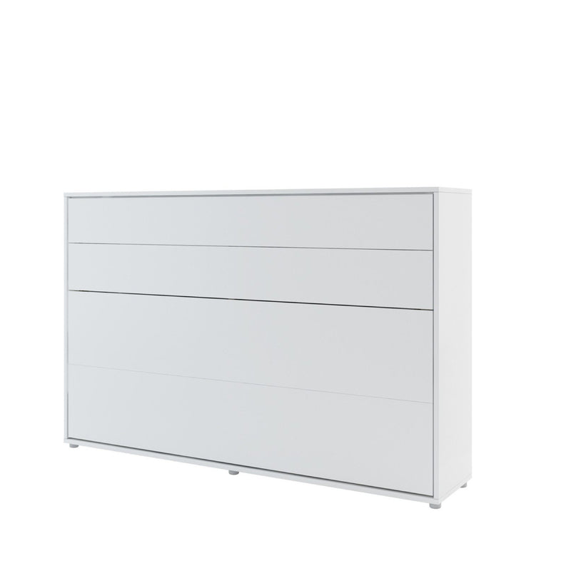 BC-05 Horizontal Wall Bed Concept 120cm With Storage Cabinet [White Matt] - White Background