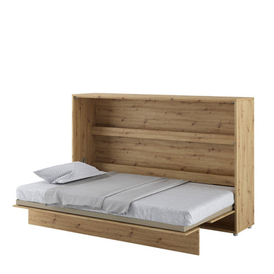 BC-05 Horizontal Wall Bed Concept 120cm With Storage Cabinet [Oak] - White Background 2
