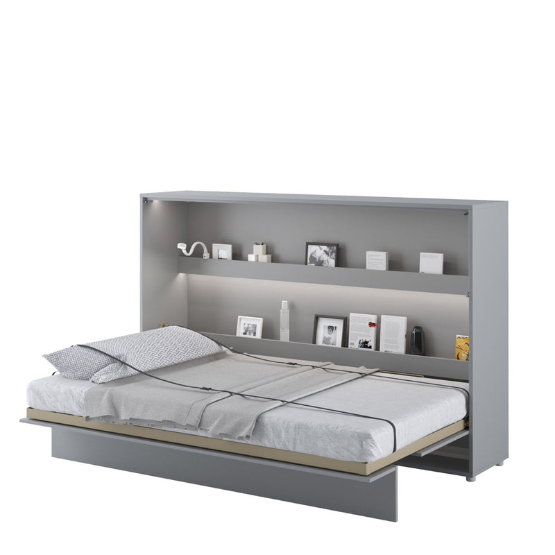 BC-05 Horizontal Wall Bed Concept 120cm With Storage Cabinet [Grey] - White Background 3