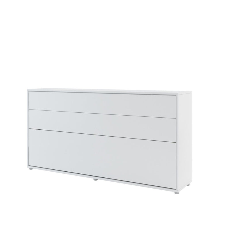 BC-06 Horizontal Wall Bed Concept 90cm With Storage Cabinet [White Matt] - White Background