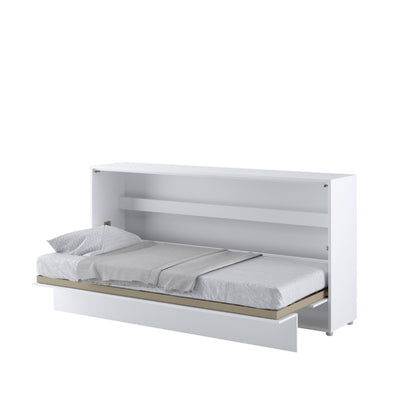 BC-06 Horizontal Wall Bed Concept 90cm With Storage Cabinet [White Matt] - White Background 2