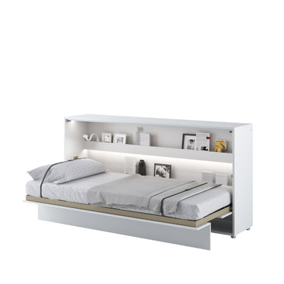 BC-06 Horizontal Wall Bed Concept 90cm With Storage Cabinet [White Matt] - White Background 3