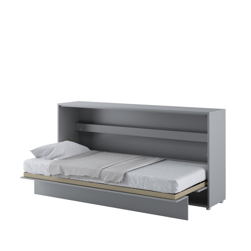 BC-06 Horizontal Wall Bed Concept 90cm With Storage Cabinet [Grey] - White Background 2