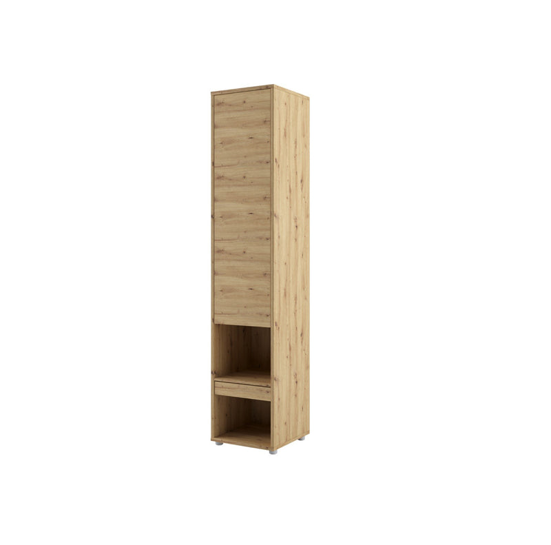 BC-03 Vertical Wall Bed Concept 90cm With Storage Cabinets and LED [Oak] - Tall Cabinet Image