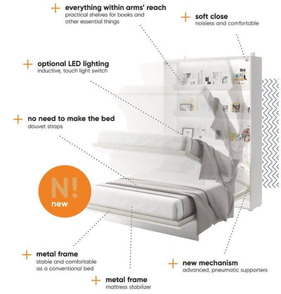 BC-06 Horizontal Wall Bed Concept 90cm [White Matt] - Interior Image 2