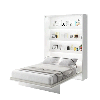 BC-12 Vertical Wall Bed Concept 160cm With Storage Cabinets and LED [White Matt] - Interior Image