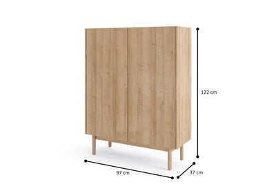 Boho Highboard Cabinet 97cm [Oak] - White Background 2