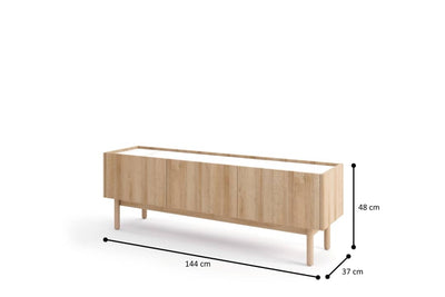 Boho TV Cabinet 144cm [Oak] - White Background 2