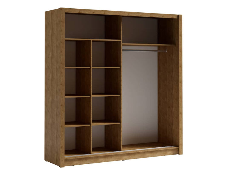 Bora Sliding Door Wardrobe 205cm [Oak Lefkas] - Interior Image