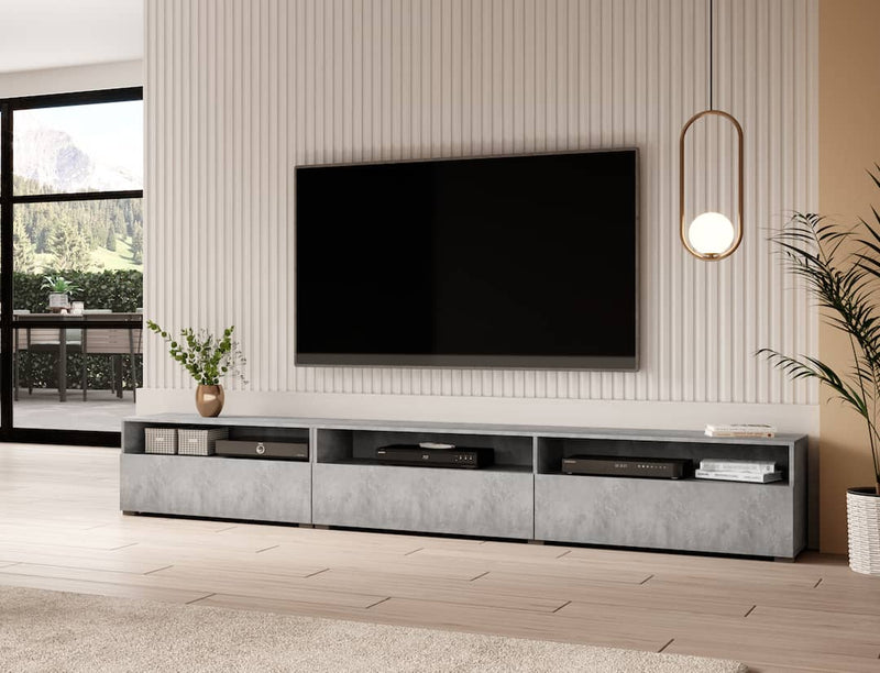 Baros 40 TV Cabinet 270cm [Grey] - Lifestyle Image