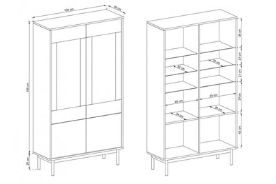 Basic Display Cabinet 104cm [Graphite] - Dimensions Image