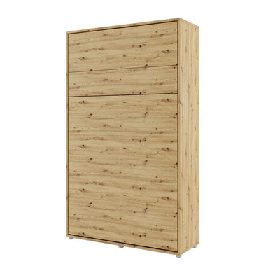 BC-02 Vertical Wall Bed Concept 120cm With Storage Cabinets and LED [Oak] - White Background
