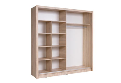 Bergamo I Sliding Door Wardrobe Bergamo 205cm [Oak] - Interior Image 2