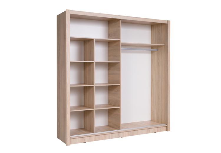 Bergamo I Sliding Door Wardrobe Bergamo 205cm [Oak] - Interior Image 2