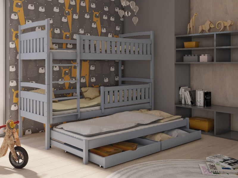 Blanka Bunk Bed with Trundle and Storage [Grey] - Product Arrangement 