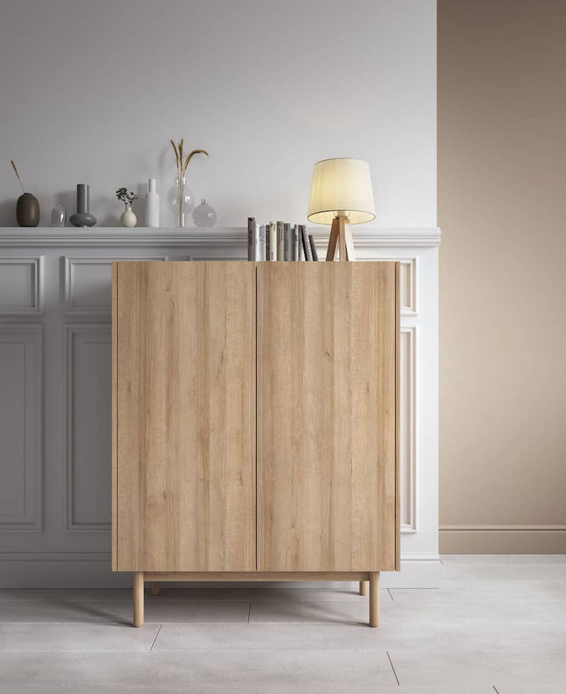 Boho Highboard Cabinet 97cm [Oak] - Lifestyle Image
