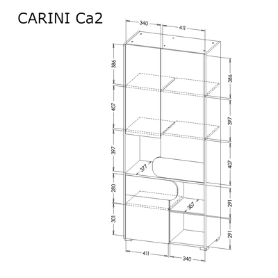 Carini CA2 Tall Cabinet 80cm [White] - Dimensions Image