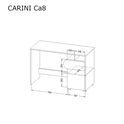Carini CA8 Computer Desk 120cm [Grey] - Dimensions Image