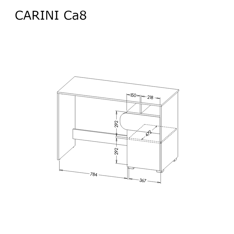 Carini CA8 Computer Desk 120cm [Grey] - Dimensions Image