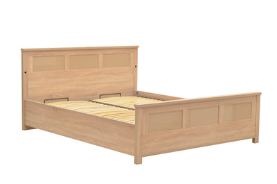 Cremona Bed with LED in 3 Sizes [Oak] - White Background 2