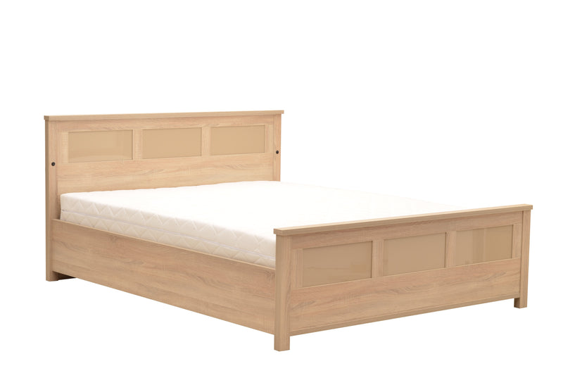 Cremona Bed with LED in 3 Sizes [Oak] - White Background