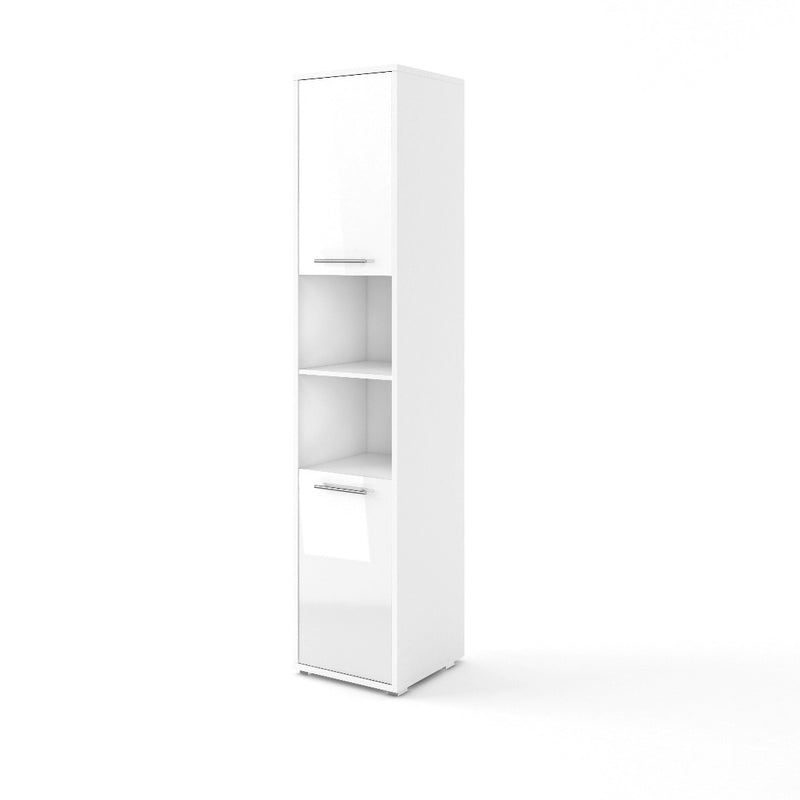 CP-02 Vertical Wall Bed Concept Pro 120cm with Storage Cabinet [White Gloss] - White Background 