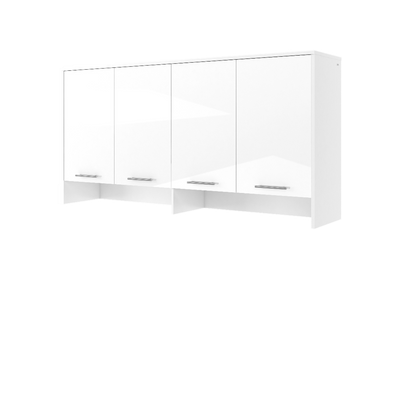 CP-06 Horizontal Wall Bed Concept Pro 90cm with Over Bed Unit [White Gloss] - White Background #2
