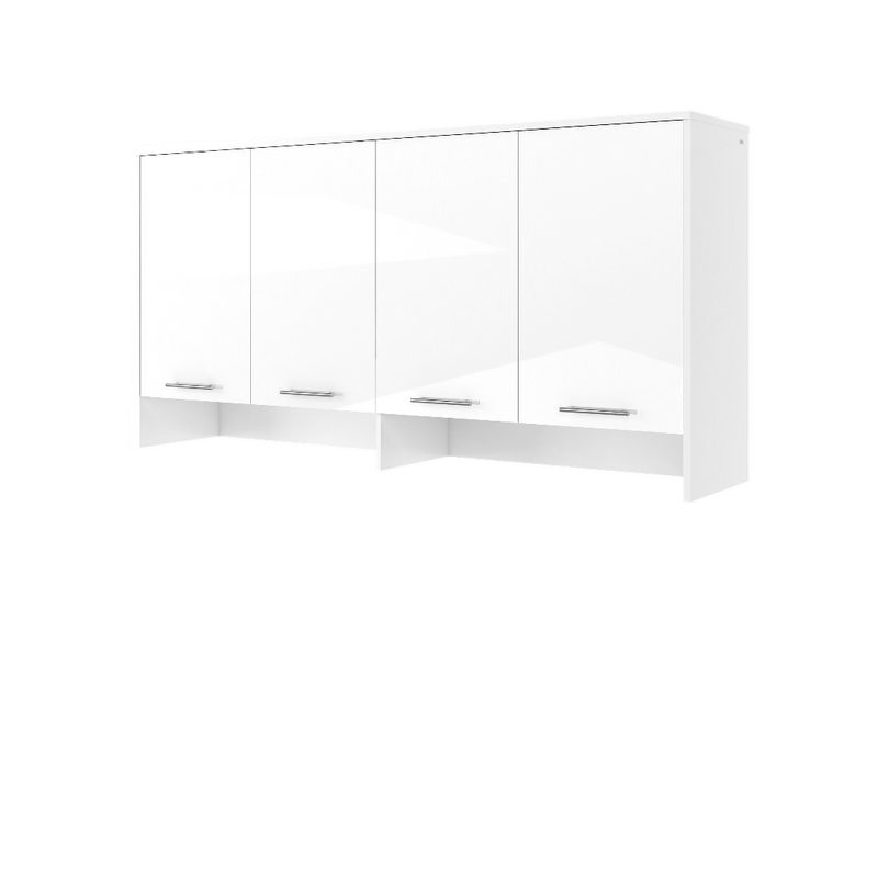 CP-06 Horizontal Wall Bed Concept Pro 90cm with Over Bed Unit [White Gloss] - White Background 