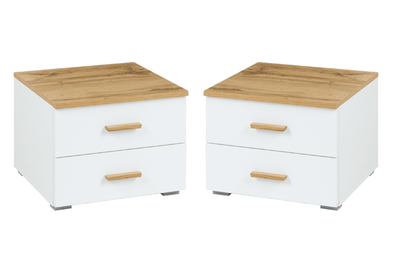 Wood WD23 Pair of Bedside Cabinets [White] - White Background