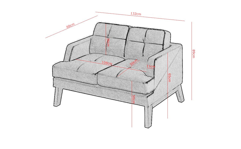 Carlo II Sofa - Dimensions Image